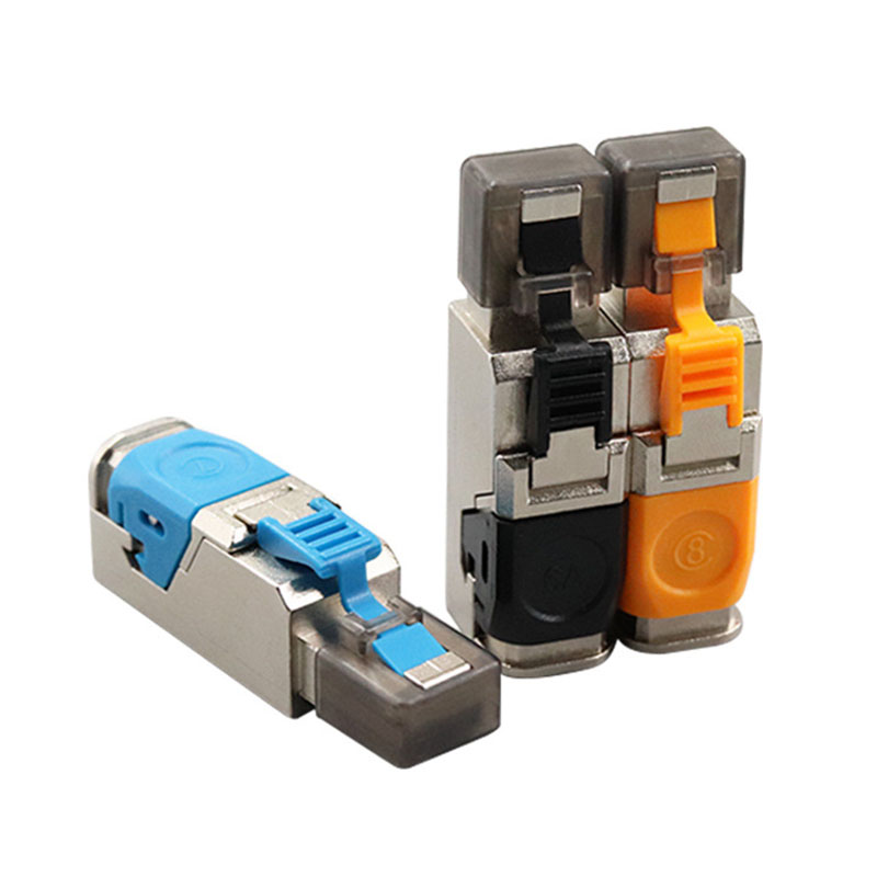 RJ45 Cat8 Cat7 Cat6A Connectors Metal Tool Free Easy Termination Plug 2000MHz 40G LAN Cable 22AWG - 24AWG Reusable Ethernet Plug