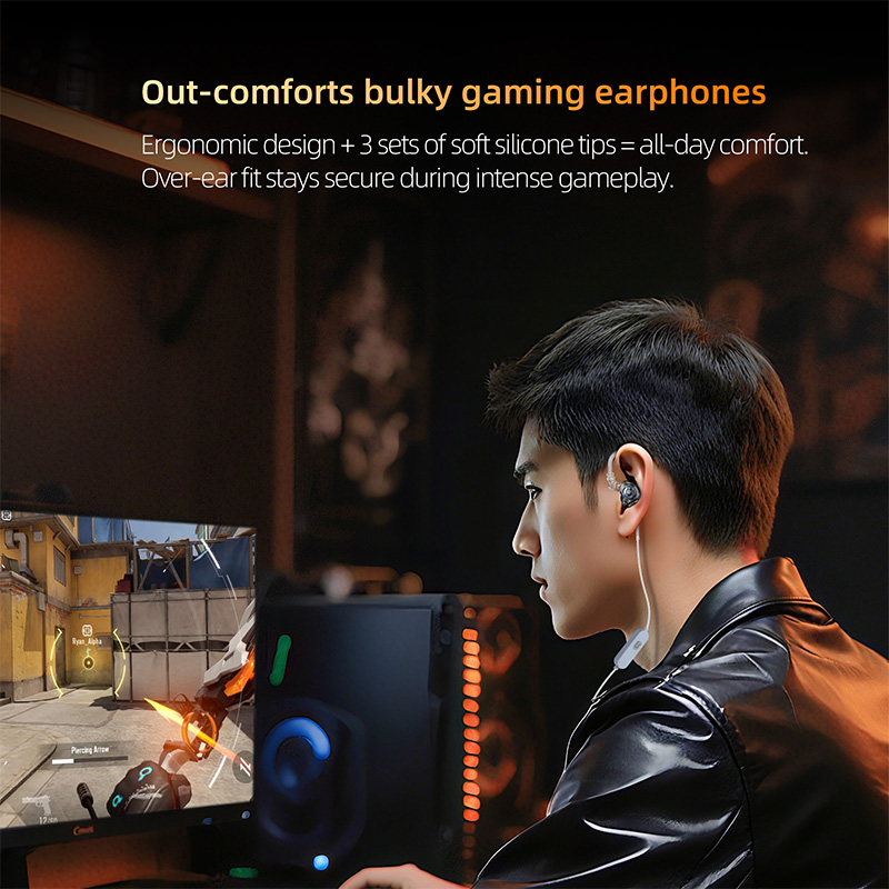 KZ Gale In-Ear Gaming Earphones E-sports Bass Metal Earbuds for Video Game Stage Live Sound Headphones