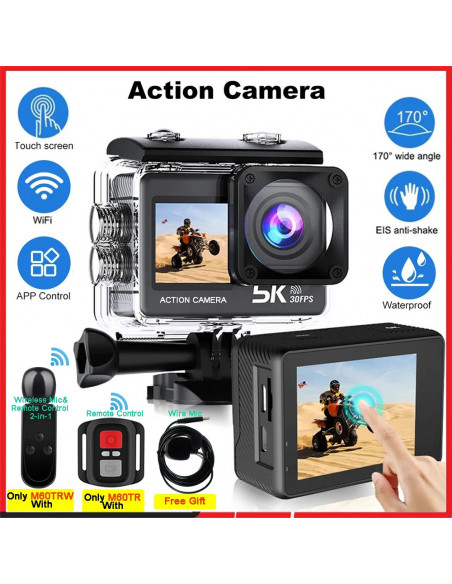 Action Camera 5K 4K60FPS 50MP 2" Touch Dual Screen 5X Zoom Wi-Fi EIS 1