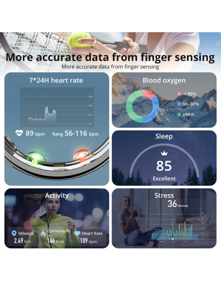 COLMI R10 Smart Ring with Charging Case for Men Women, Health and Slee