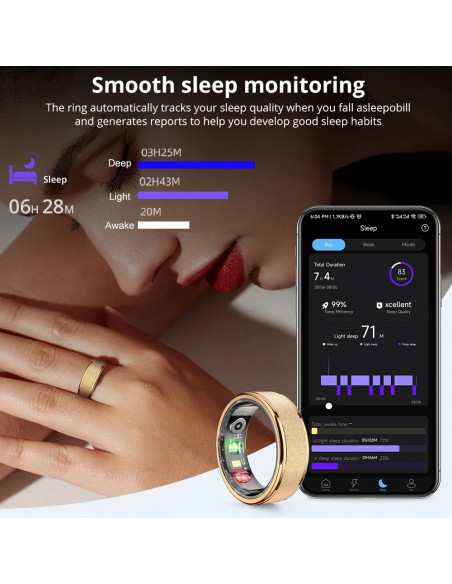 COLMI R10 Smart Ring with Charging Case for Men Women, Health and Slee