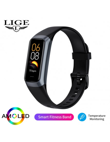 LIGE Amoled Smart Watch Smartwatch Band Women Heart Rate Blood Waterpr