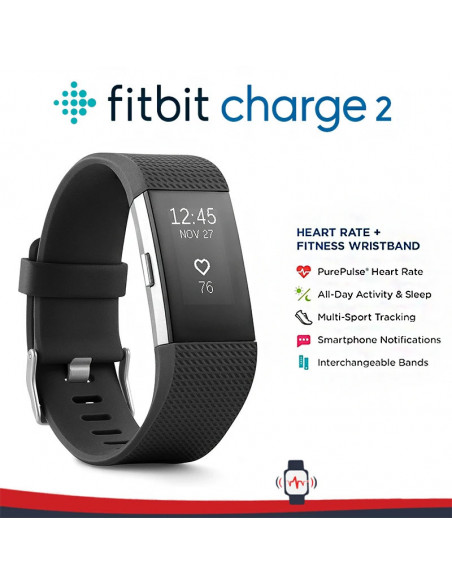 Fitbit Charge 2 smart wristband heart rate monitoring exercise pedomet