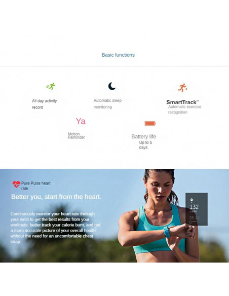 Fitbit Charge 2 smart wristband heart rate monitoring exercise pedomet