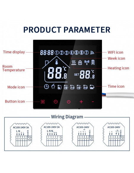 Smart Thermostat Wifi/NO Wifi Tuya Electric Floor Heating Temperature 