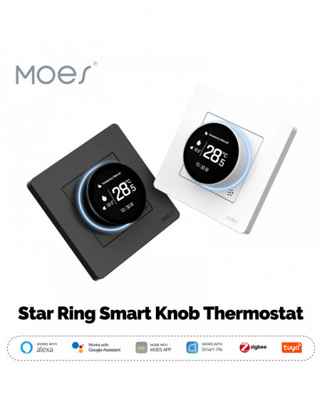 MOES Tuya ZigBee Smart Knob Thermostat Star Ring Series Temperature Co