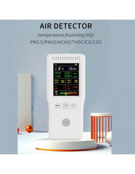 9 In 1 Air Quality Detector PM2.5 PM10 HCHO TVOC CO CO2 AQI Temperatur