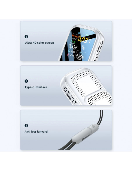 Multifunctional 5 in 1 CO2 Meter Digital Temperature Humidity Tester C