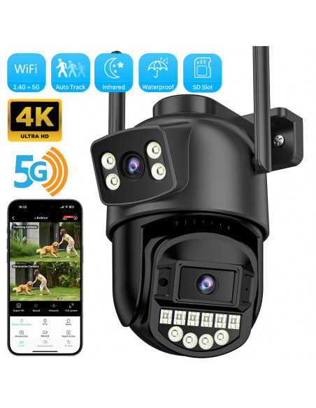 5K 10MP HD Wifi PTZ Camera Outdoor 8MP Dual Lens Dual Screen AI Auto T