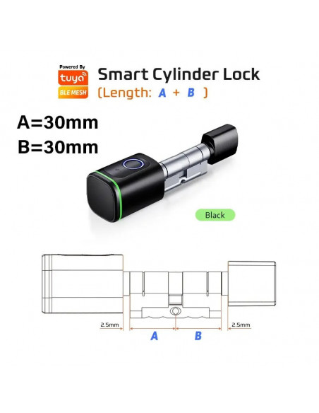 RAYKUBE V1 Smart Cylinder Lock With Tuya BLE Fingerprint IC Card Passw