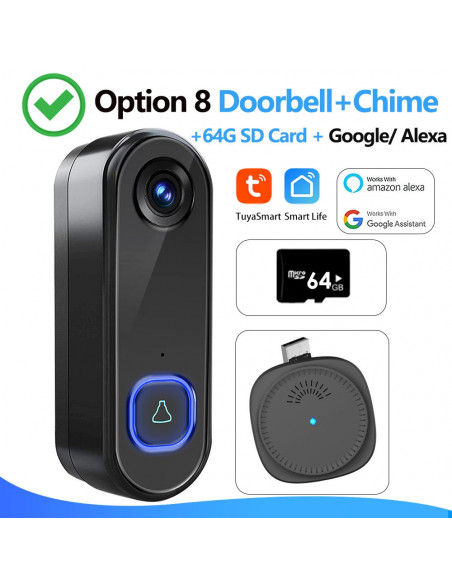 TUYA Video Doorbell WiFi Wireless Outdoor Door Bell Camera AC DC Power