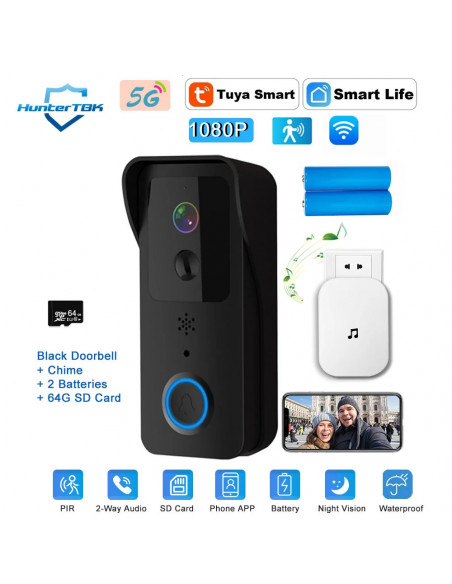 5G 2.4G WiFi Video Doorbell 1080P Tuya Smart Outdoor Wireless Intercom