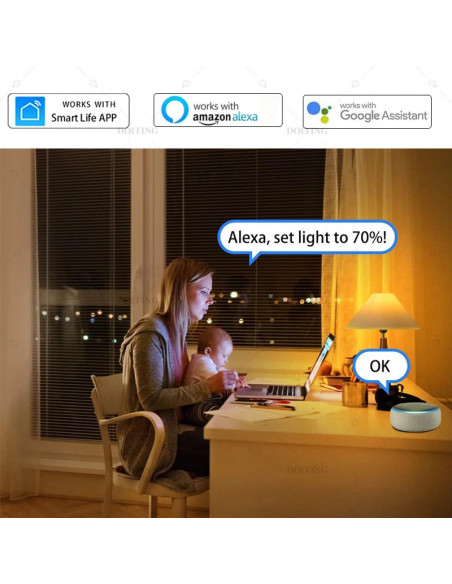 Tuya WiFi B22 Smart Life Dimmable Bulb UK Standard AC220V LED Light Ap