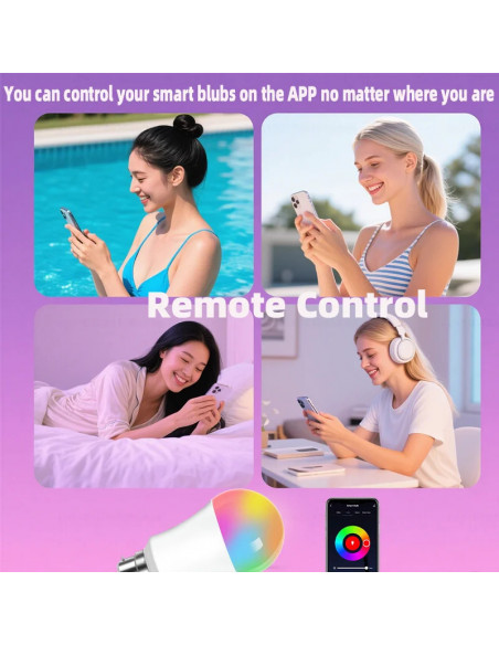 Tuya Wifi Bluetooth smart light bulb LED RGB Smart Light B22 220V 85-2