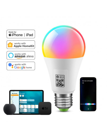 MFI Certified Homekit LED Smart Wifi Light Bulb E27 Smart Lamp Multico
