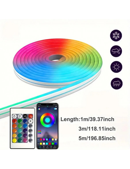 USB RGB Neon LED Strip 1M 2M 3M 5M WiFi 5V RGB Strip Work With Tuya Ap