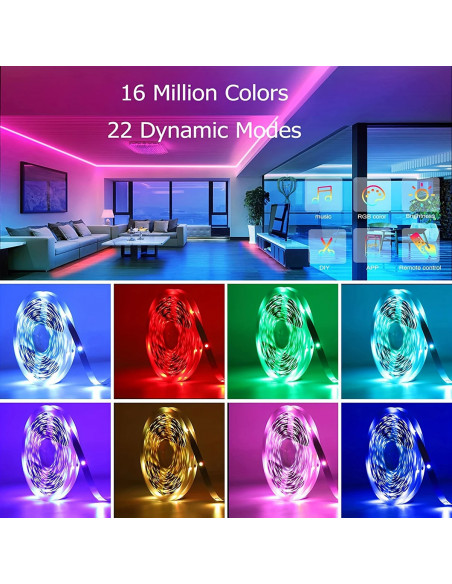 Led Lights for Room Music Sync RGB Led Strip Lights 10m 20m 30m Flexib