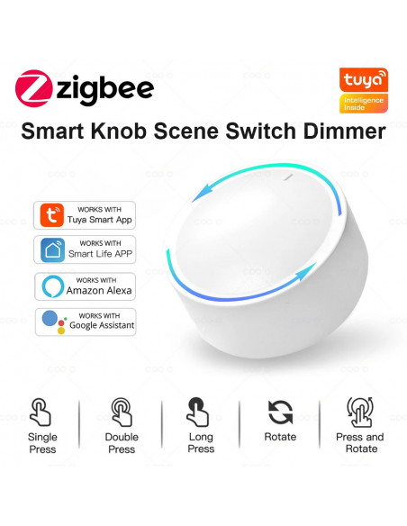 New Tuya ZigBee Smart Knob Switch DIY Wireless Scene Button Rotatable 