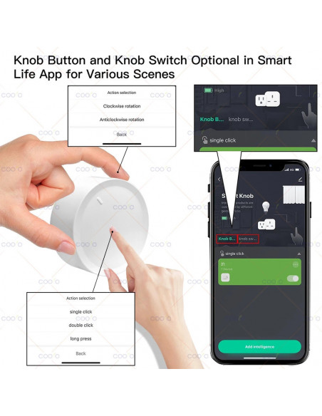 New Tuya ZigBee Smart Knob Switch DIY Wireless Scene Button Rotatable 