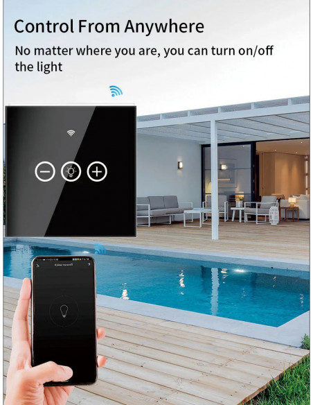 Tuya WiFi EU Smart Dimmer Switch Light Wireless Touch Smart Life APP V