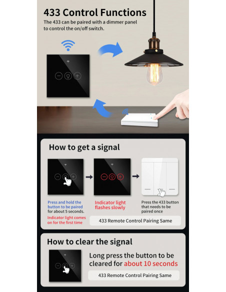 Tuya WiFi EU Smart Dimmer Switch Light Wireless Touch Smart Life APP V