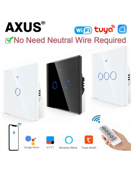 AXUS EU WiFi Smart Light Switches Touch Switch RF433 No Neutral Wire S