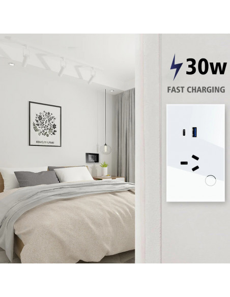 LiwoKit AU Tuya Wifi Wall Socket Smart WIFI Plug USB TYPE-C PD 30W Arg
