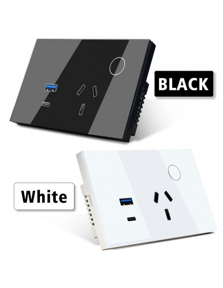 LiwoKit AU Tuya Wifi Wall Socket Smart WIFI Plug USB TYPE-C PD 30W Arg