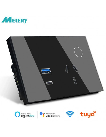 Melery Tuya Wall Socket WIFI Smart Australia Plug USB TYPE-C PD 30W Ar