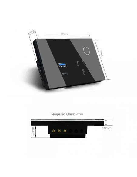 Melery Tuya Wall Socket WIFI Smart Australia Plug USB TYPE-C PD 30W Ar