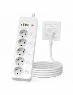 European plug Smart Power Strip with Multi USB Port Type-C, Independen
