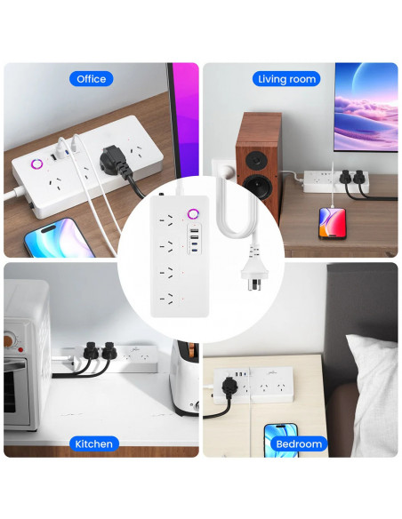 Australia ZigBee 3.0 Smart Power Strip Surge Protector with 4 Individu