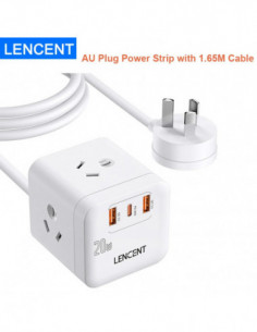 LENCENT AU Plug Power Strip Cube with 3AC +2 USB-A +1 Type C PD20W Fas