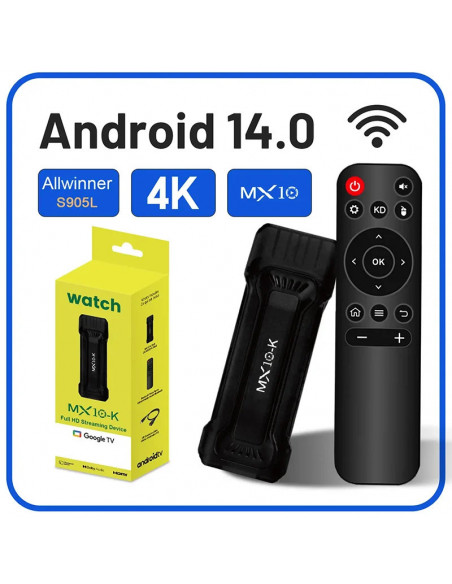 Android 14 Streaming Stick MX10-K WiFi/LAN Sharing ATV smart tv stick 