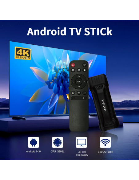 Android 14 Streaming Stick MX10-K WiFi/LAN Sharing ATV smart tv stick 