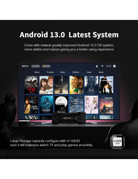 Android 14 Streaming Stick MX10-K WiFi/LAN Sharing ATV smart tv stick 