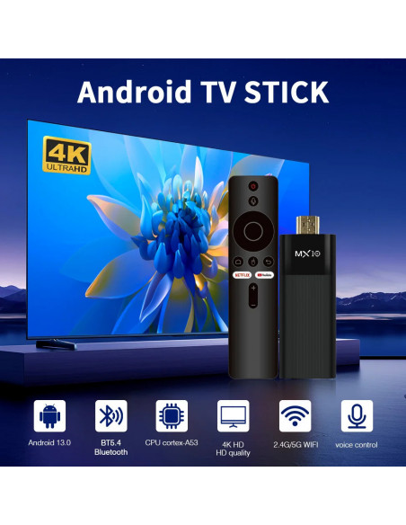Android TV Stick MX10 F3PRO Allwinner H313 Cortex-A53 Android 13 OS TV