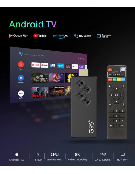 Global Version G96 TV Stick 8K Android13 Portable Streaming Media 2GB 