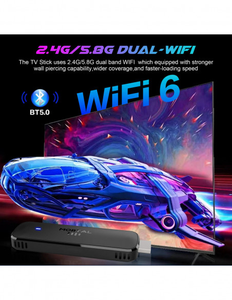 Mortal Wi-Fi 6 Streaming Stick Q8 Ultra 4K HDR Android14 AllwinnerH313