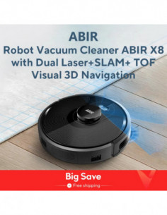 ABIR X8 Robot Vacuum Cleaner ,Laser System, Multiple Floors Maps, Zone