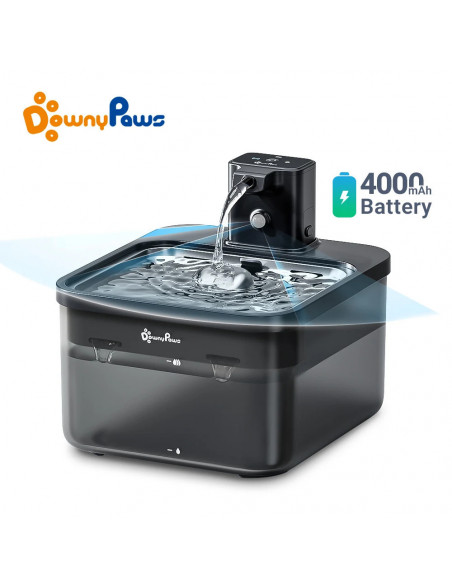 DownyPaws 2.5L Automatic Stainless Steel Cat Water Fountain 4000mAh Wi