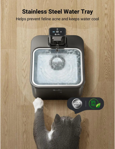 DownyPaws 2.5L Automatic Stainless Steel Cat Water Fountain 4000mAh Wi