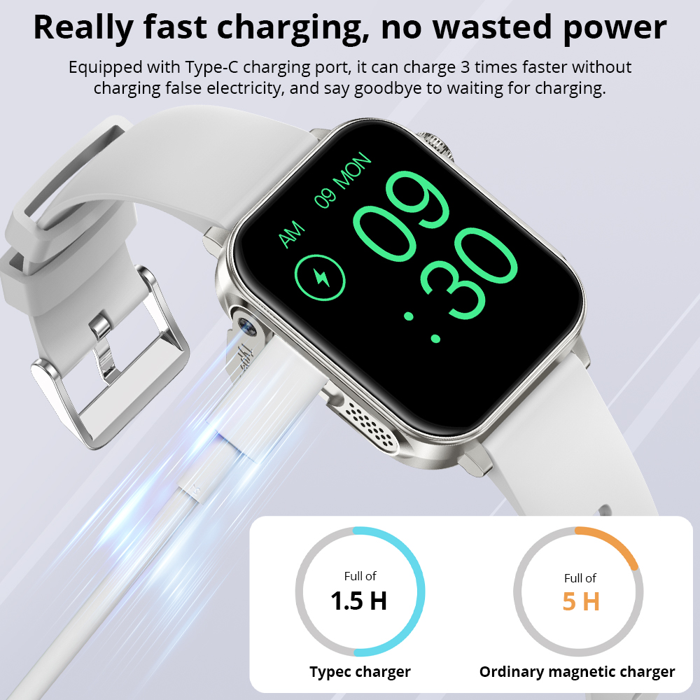 COLMI P80 Type-c Smartwatch Men Women Health Manager Bluetooth Call IP67 Waterproof Flashlight Smart Watch For Xiaomi iOS Phone