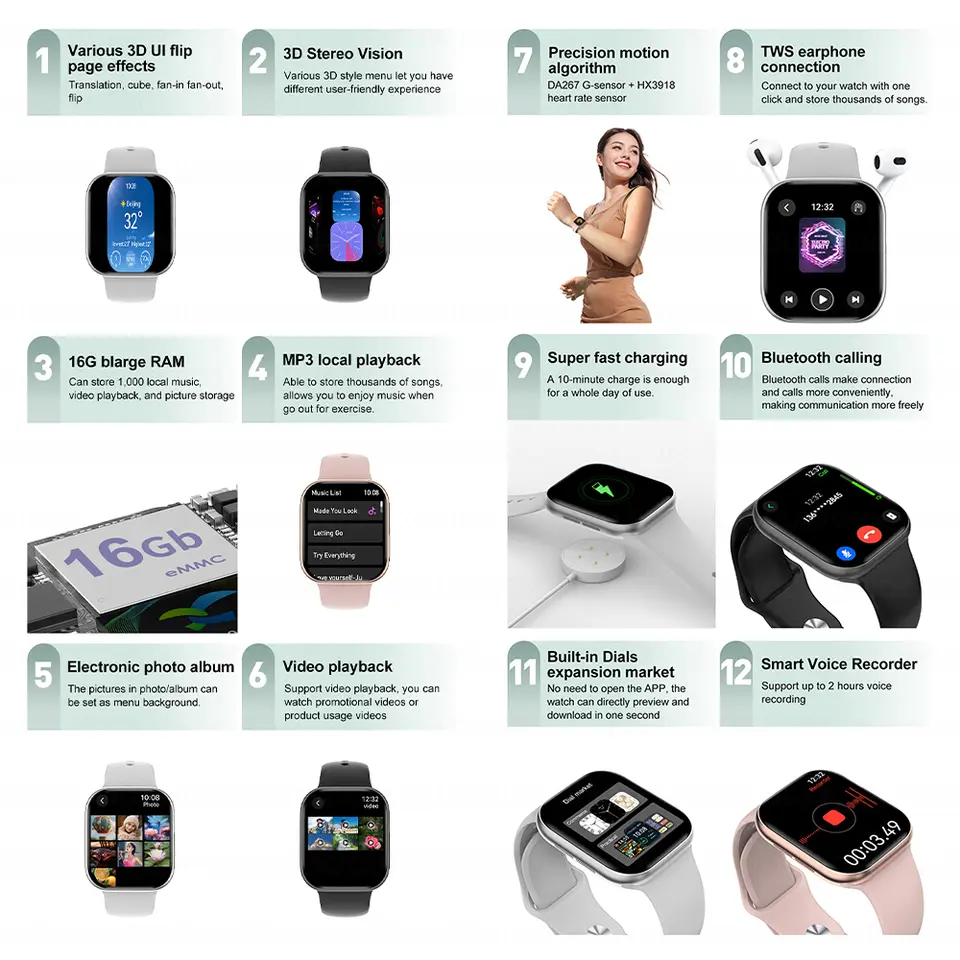 New2025 For Apple GPS Watch 10 Smart Watch NFC Men HD AMOLED Memory Music 3D Surround Bluetooth Call Waterproof Smartwatch Woman