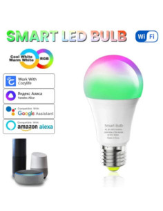 15W WiFi Smart Light Bulb E27 LED RGB Lamp Work with Alexa Google Home Alice Voice Control RGB+CW+WW Dimmable Timer Function